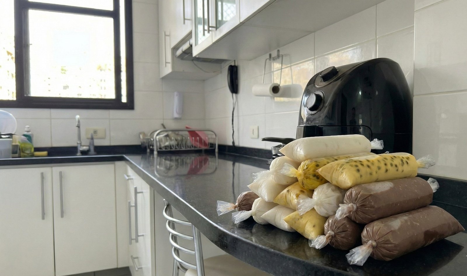 Mesa cheia de geladinhos prontos